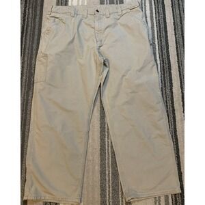 Carhartt Carpenter Pants Men 36x30 Beige Dungaree Fit Straight